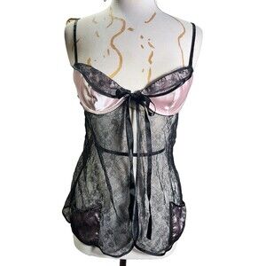 Victoria's Secret Lingerie Size 36B Women's Vintage 00's Lace Sheer Mob Wife Set